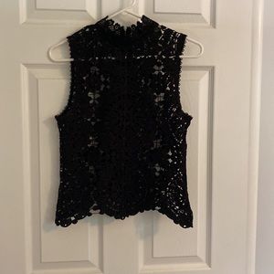 Black lace high neck top
